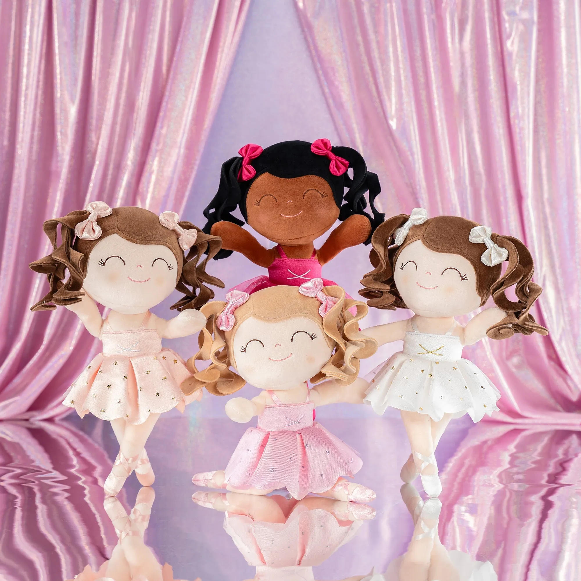 Gloveleya 14-inch Plush Dolls Curly Ballerina Series Peach Ballet Dream