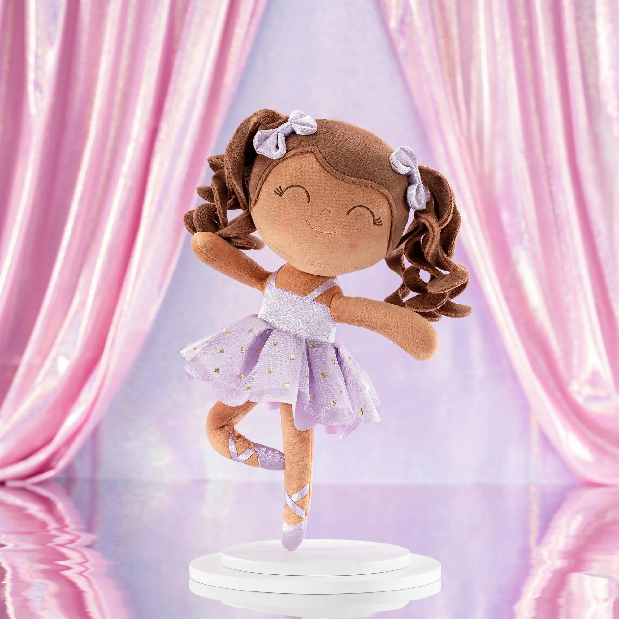 Gloveleya 14-inch Plush Dolls Curly Ballerina Series Tanned Purple Ballet Dream
