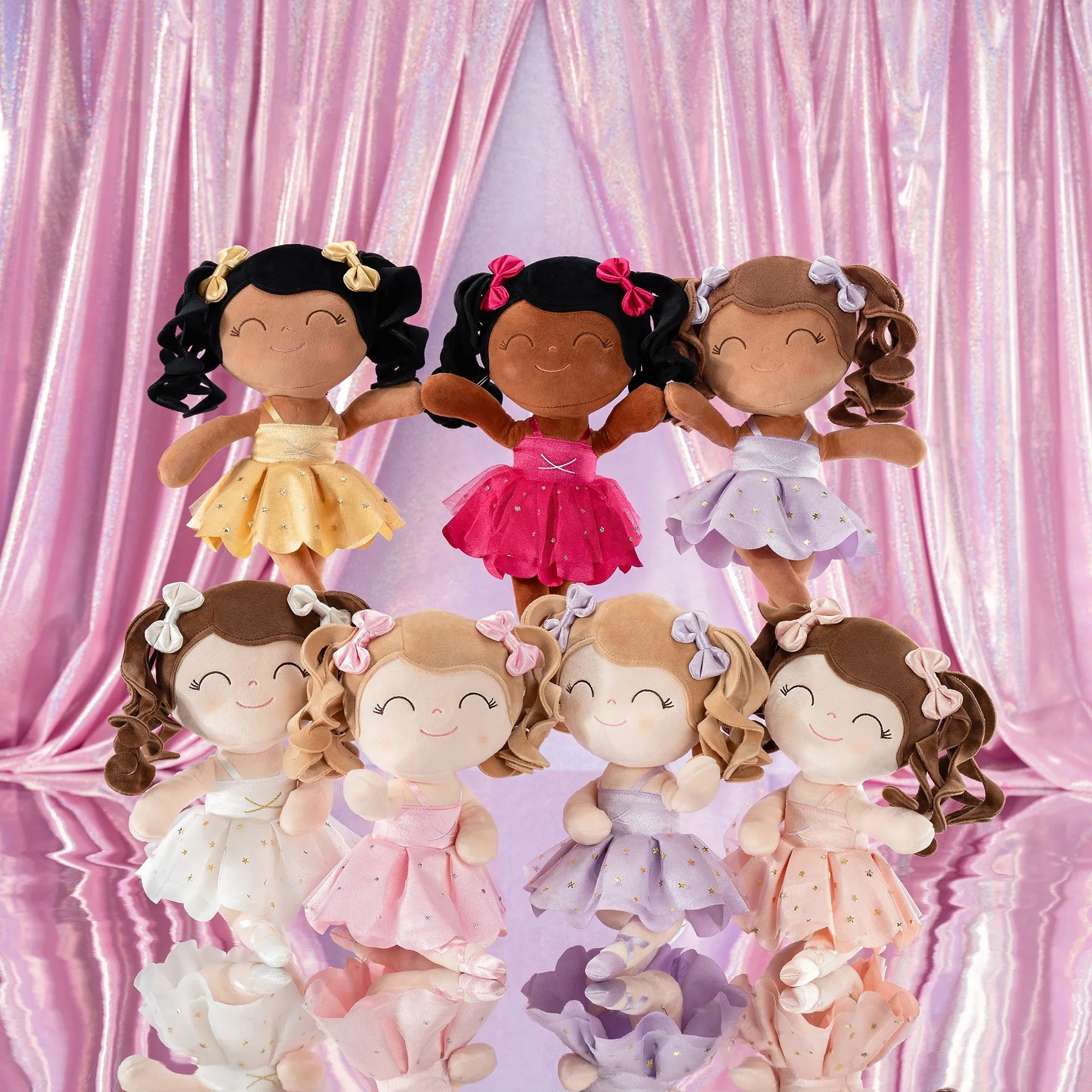 Gloveleya 14-inch Plush Dolls Curly Ballerina Series Tanned Purple Ballet Dream