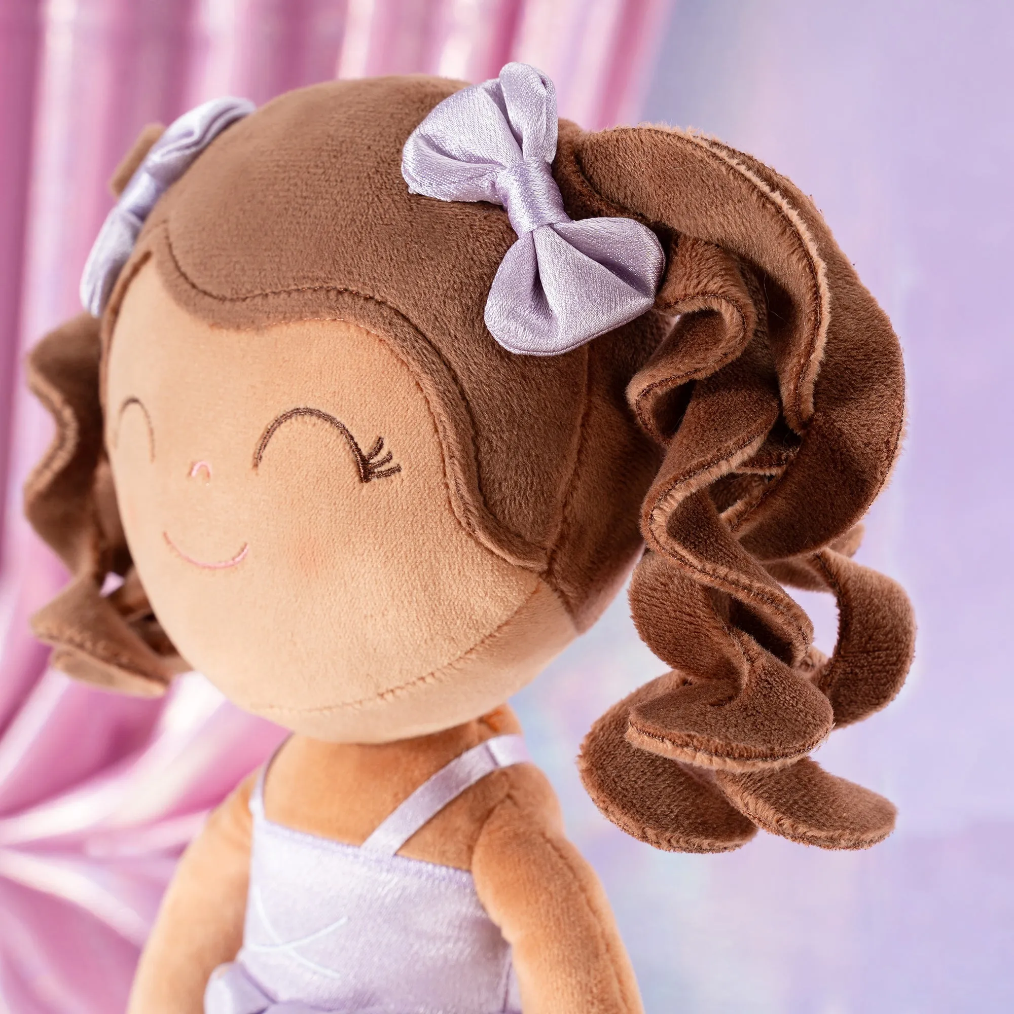 Gloveleya 14-inch Plush Dolls Curly Ballerina Series Tanned Purple Ballet Dream