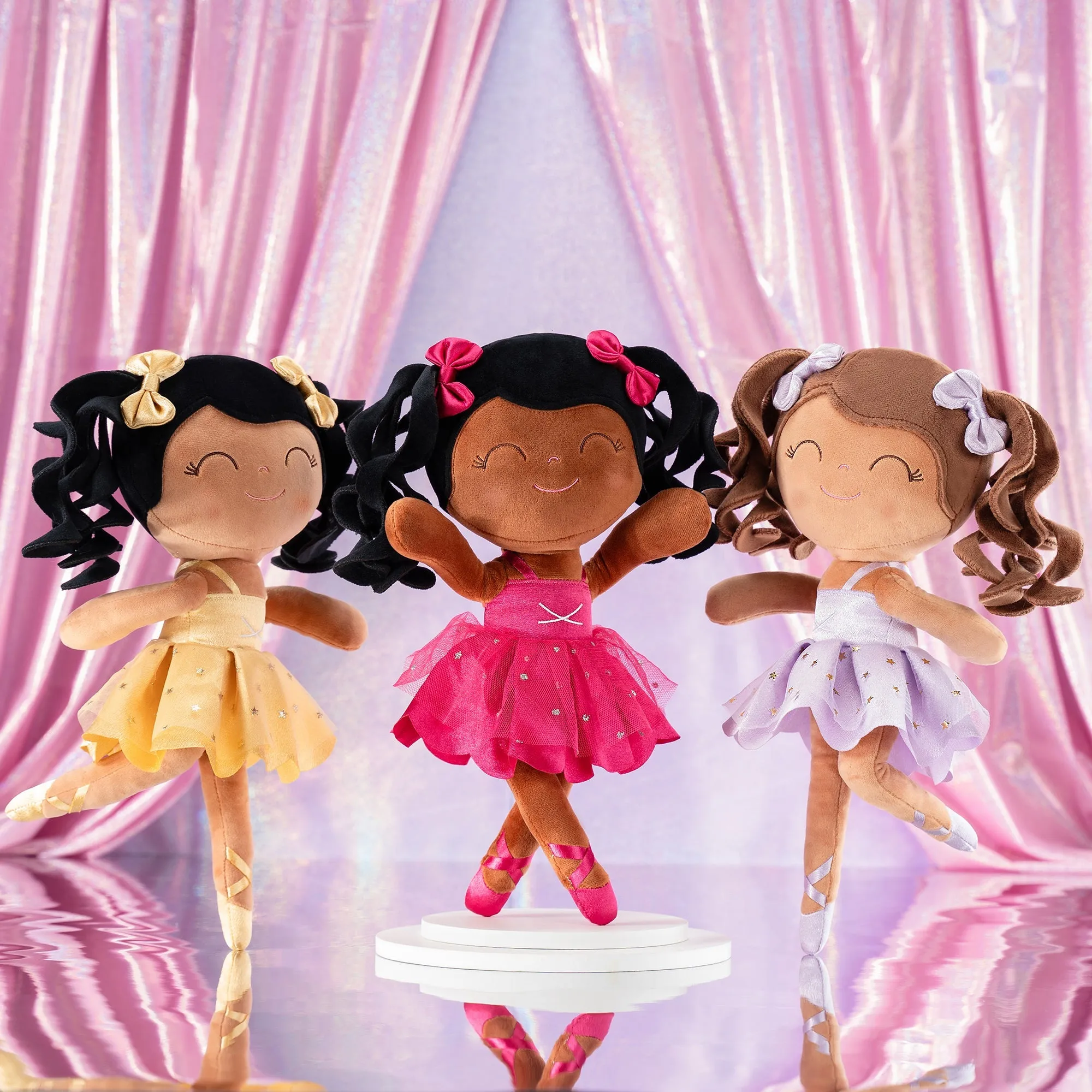 Gloveleya 14-inch Plush Dolls Curly Ballerina Series Tanned Purple Ballet Dream