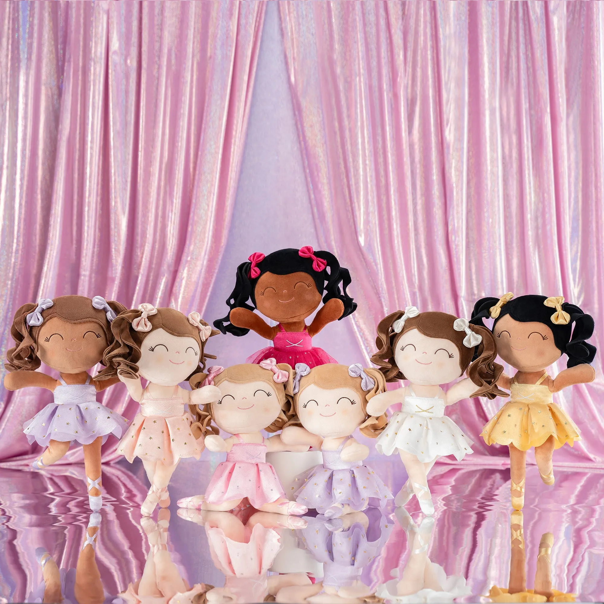Gloveleya 14-inch Plush Dolls Curly Ballerina Series Tanned Purple Ballet Dream