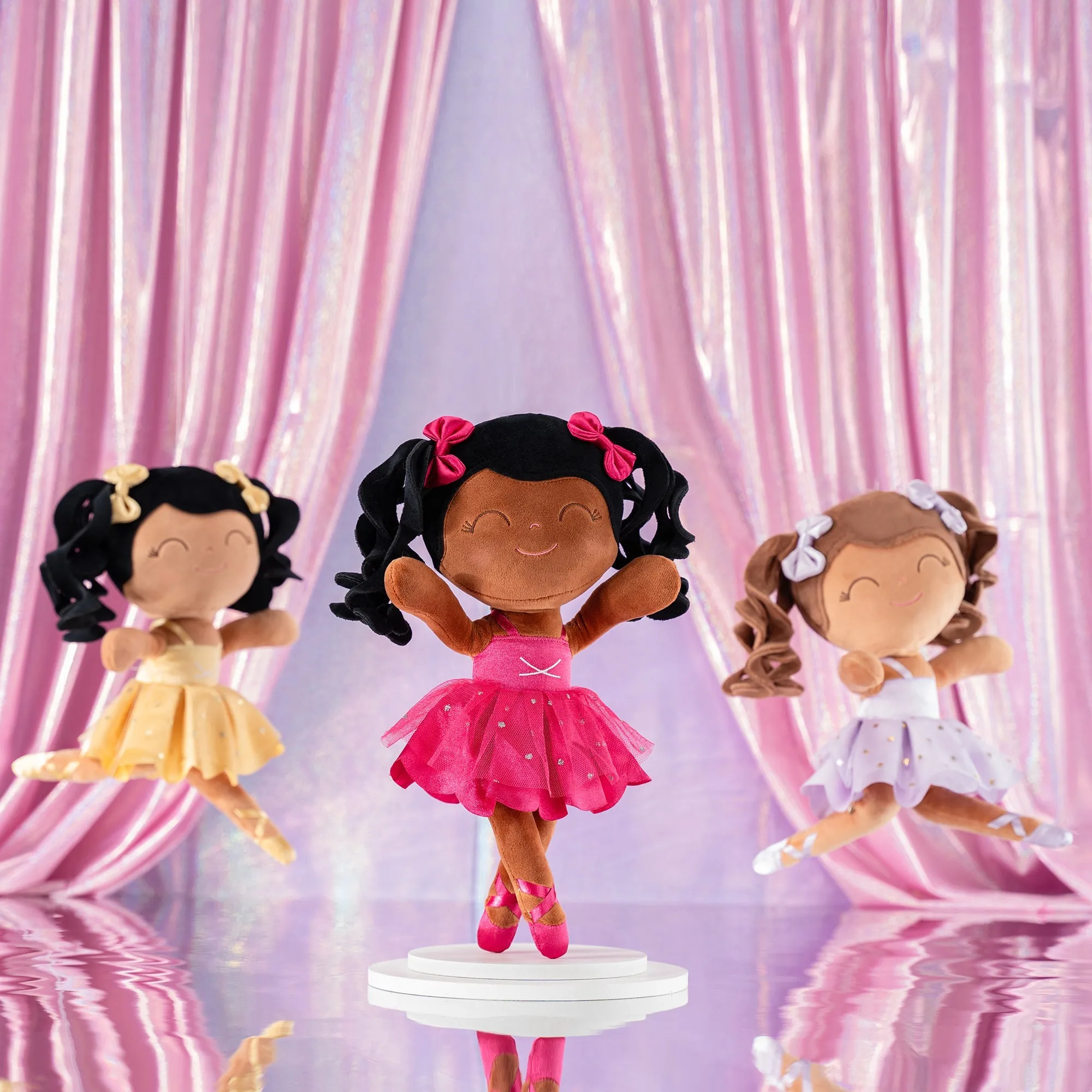 Gloveleya 14-inch Plush Dolls Curly Ballerina Series Tanned Purple Ballet Dream