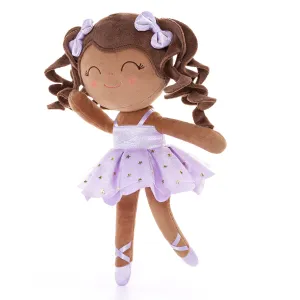 Gloveleya 14-inch Plush Dolls Curly Ballerina Series Tanned Purple Ballet Dream