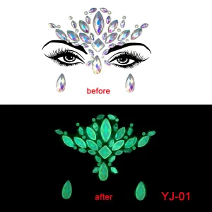 Glow In The Dark  Tattoo Gemstones Face Stickers