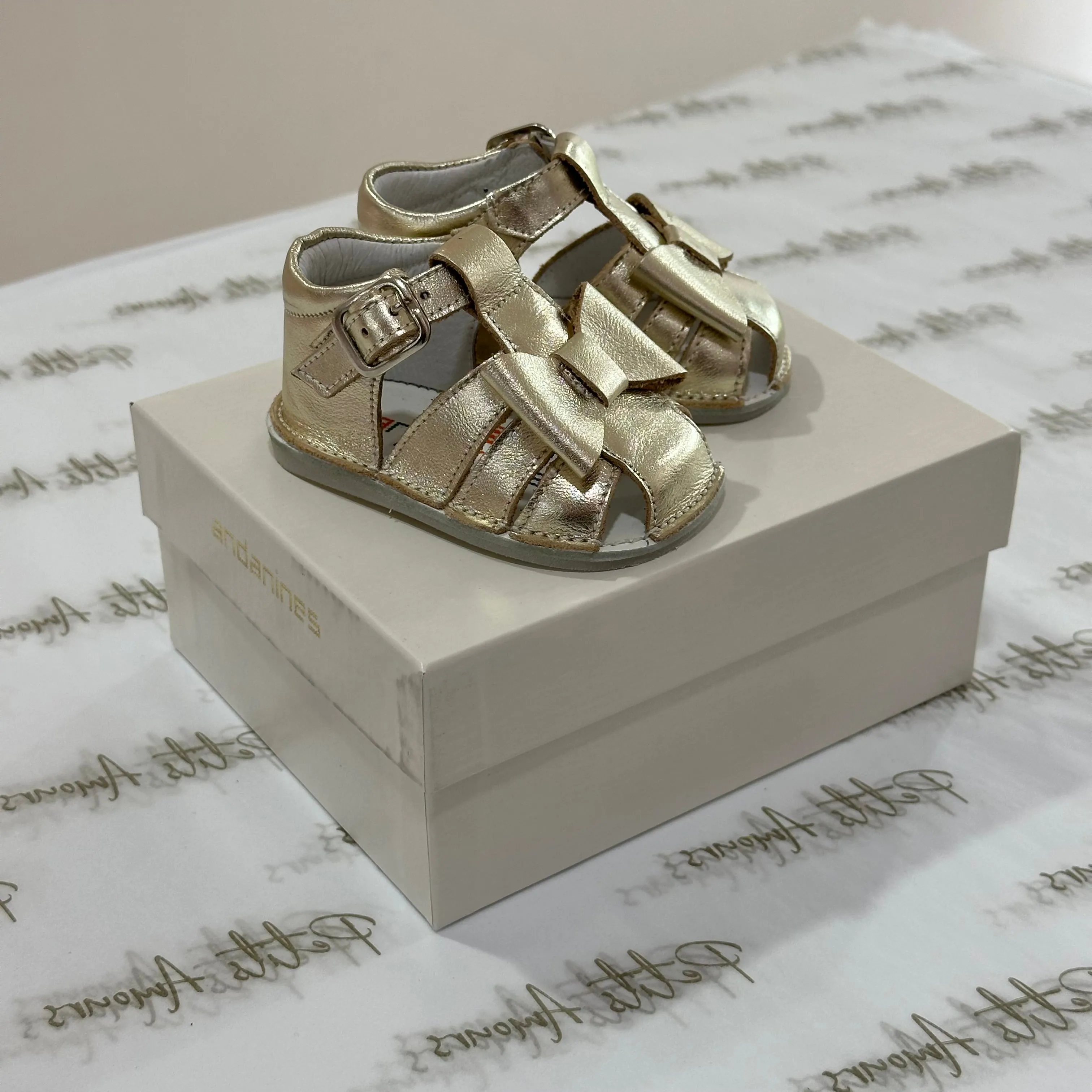 Gold Bow Baby Sandals