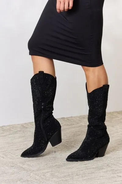 Greer Rhinestone Knee High Cowboy Boots