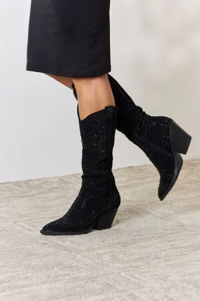 Greer Rhinestone Knee High Cowboy Boots