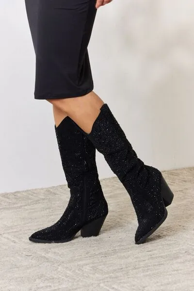 Greer Rhinestone Knee High Cowboy Boots