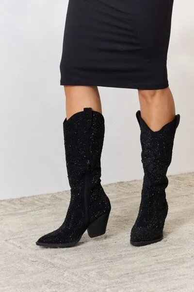 Greer Rhinestone Knee High Cowboy Boots