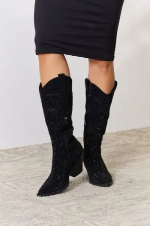 Greer Rhinestone Knee High Cowboy Boots