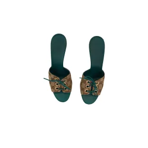 Gucci Teal Laced Up Wedges