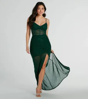 Gwyneth V-Neck Mermaid Rhinestone Formal Dress