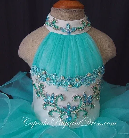 Halter Beaded Bodice Infant/toddler/baby/children/kids Girl's Pageant Dress