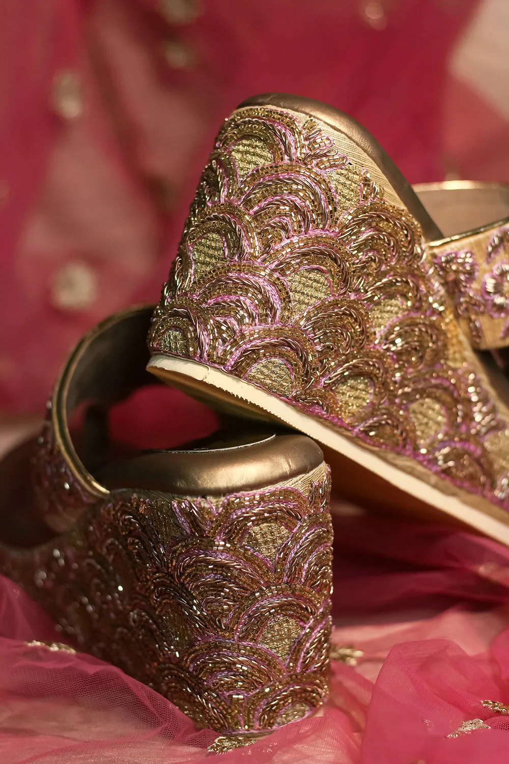 Hand Embroidered Gold Wedges