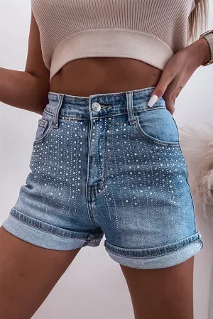 Hazel Blues® |  Rhinestone High Waist Denim Shorts