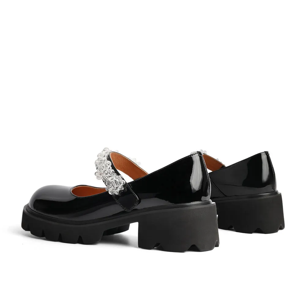 Heeled Crystals Strap Mary Jane