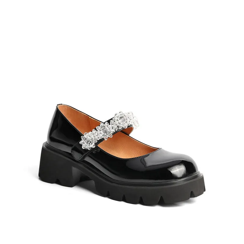Heeled Crystals Strap Mary Jane
