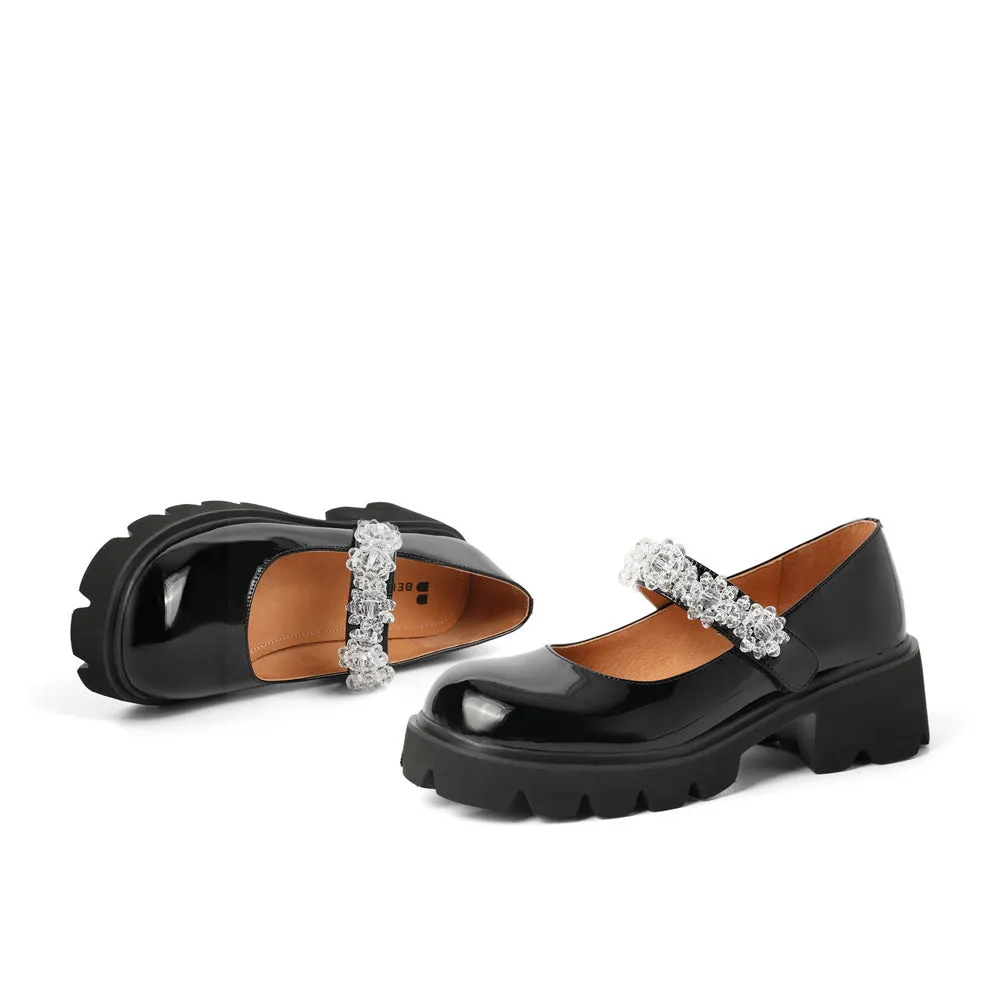 Heeled Crystals Strap Mary Jane