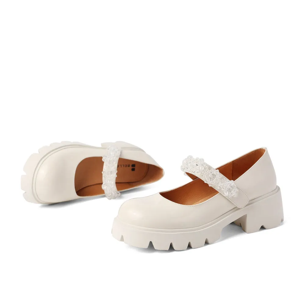 Heeled Crystals Strap Mary Jane