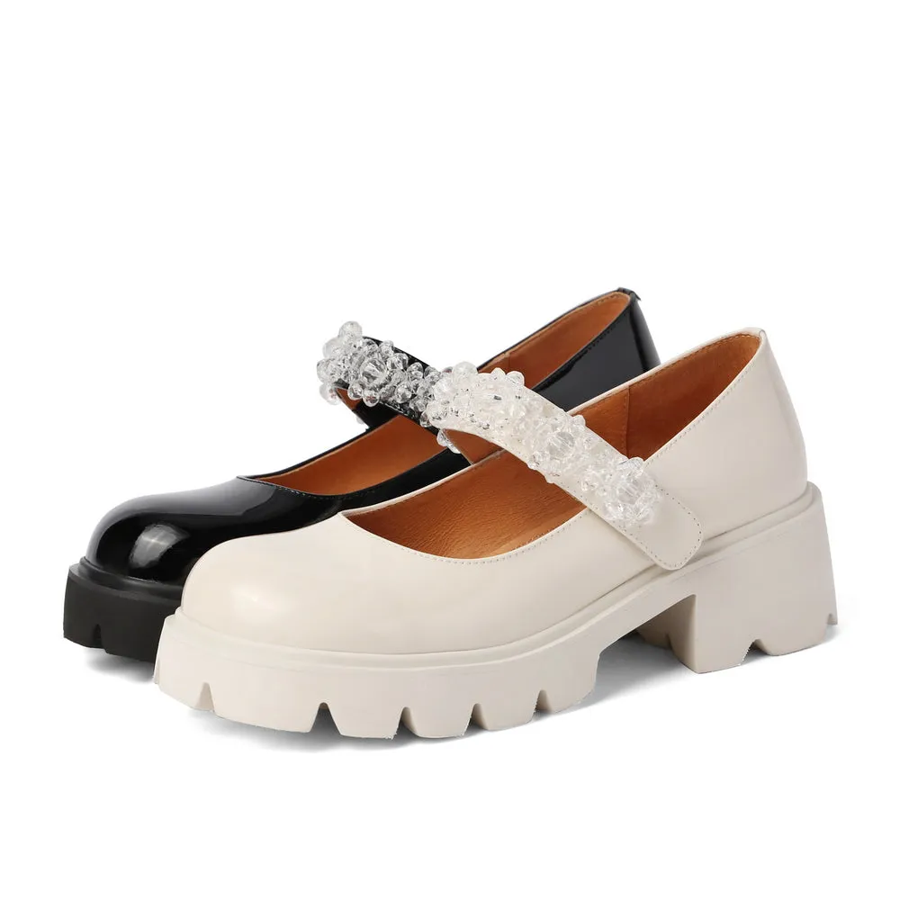 Heeled Crystals Strap Mary Jane