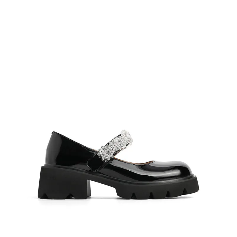 Heeled Crystals Strap Mary Jane