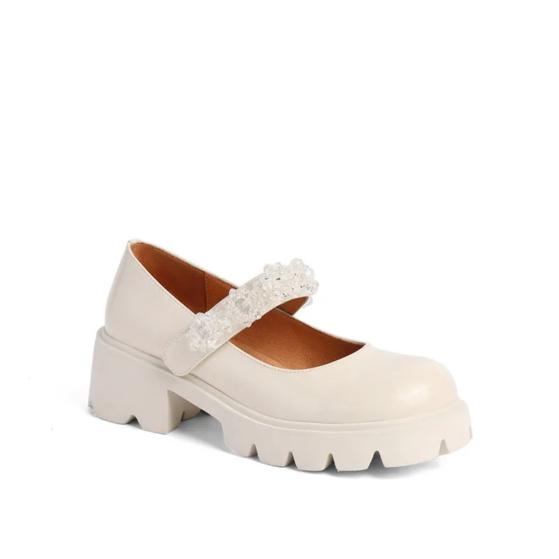 Heeled Crystals Strap Mary Jane