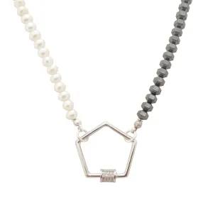 Hematite and pearl necklace