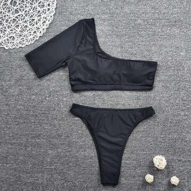 High Leg Swimsuit One-shoulder Sexy Bikini