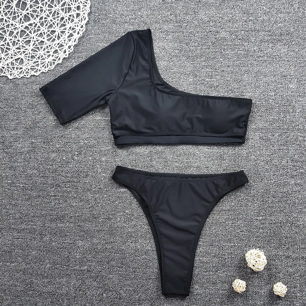 High Leg Swimsuit One-shoulder Sexy Bikini