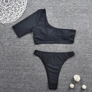 High Leg Swimsuit One-shoulder Sexy Bikini