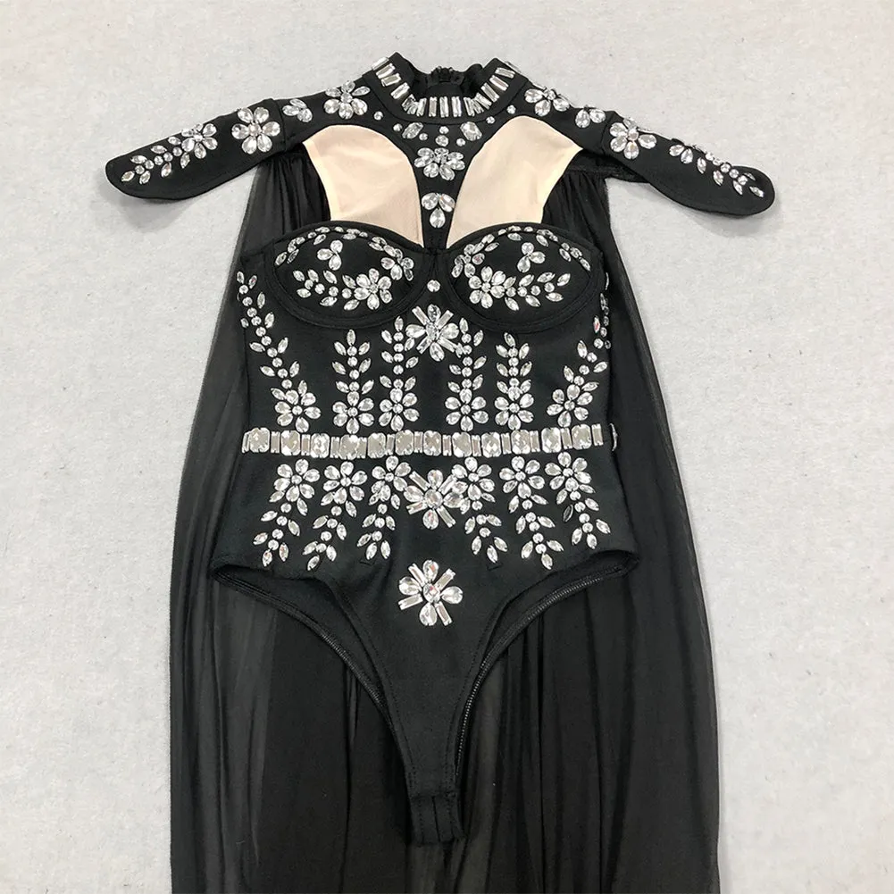 High Neck Sleeveless Rhinestone Bandage Jumpsuit HL9883
