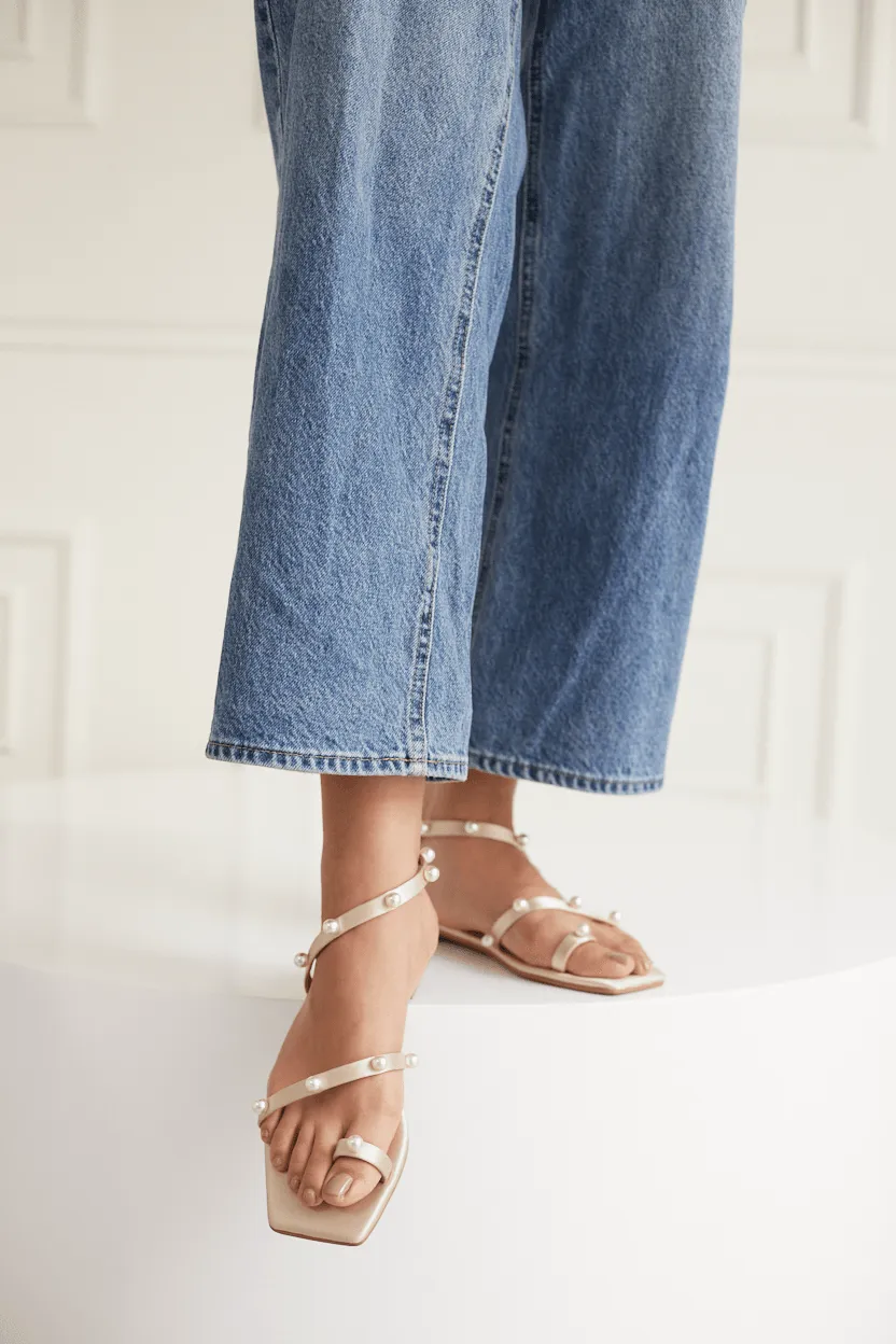 Ibiza Pearl Sandals - Gold