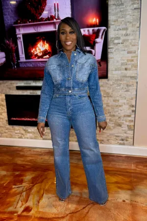 IRIDESCENT HIGH RISE JEANS