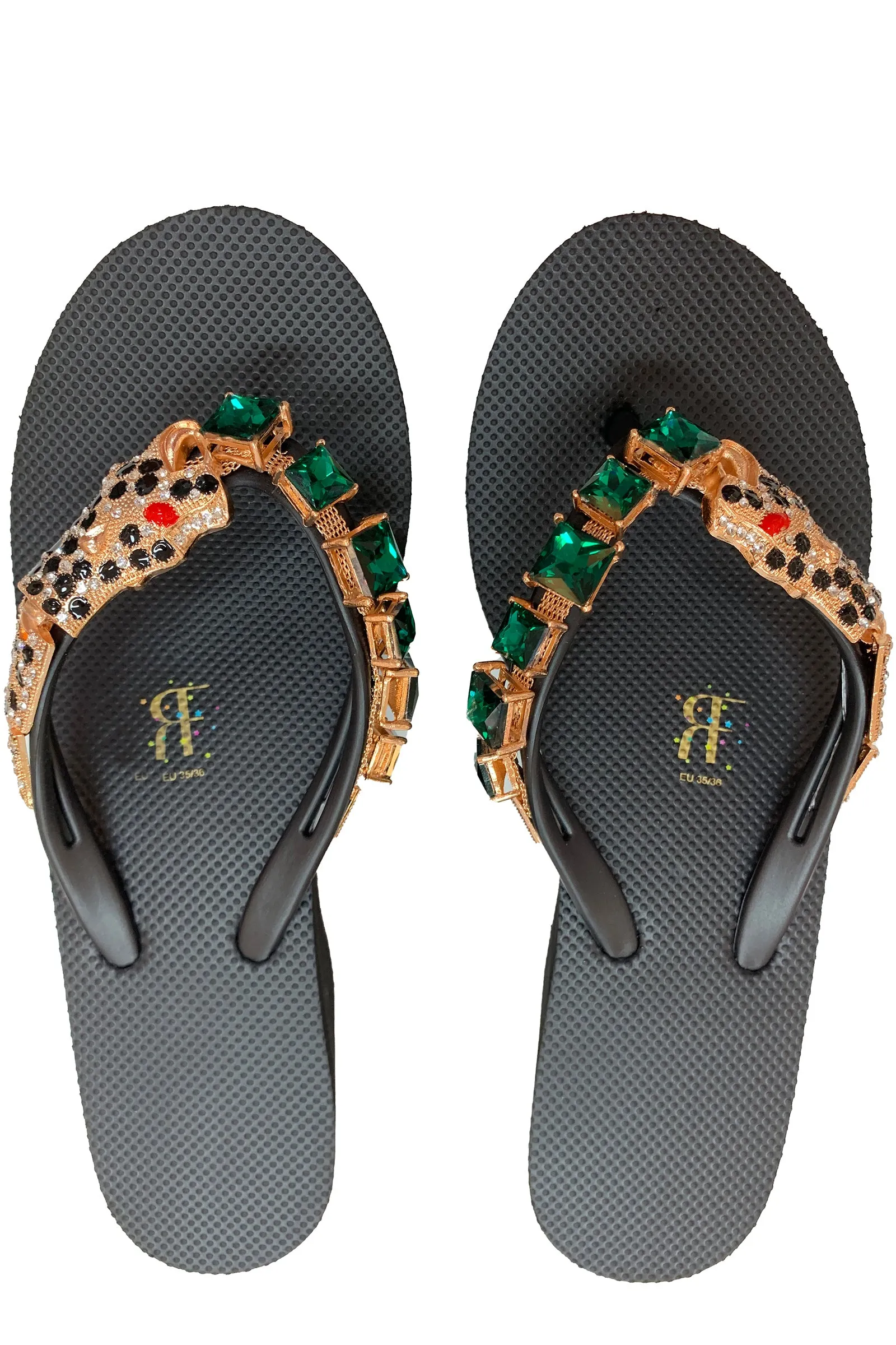 Jewel Leopard Rhinestone Black High Heels