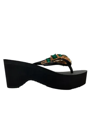 Jewel Leopard Rhinestone Black High Heels