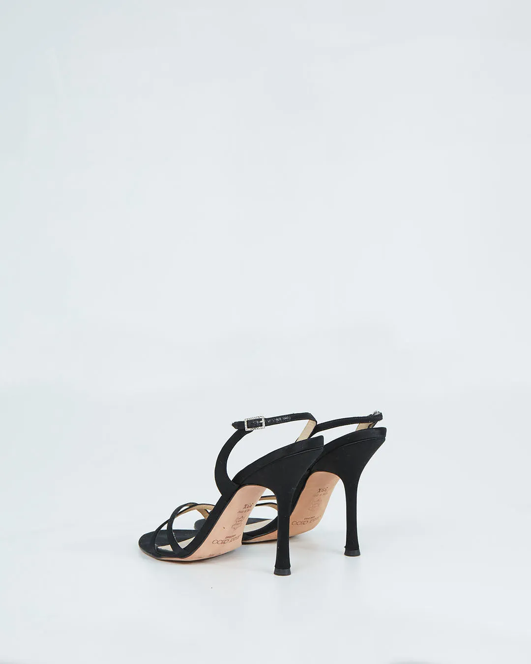 Jimmy Choo Black Satin Sandal Heel - 39.5