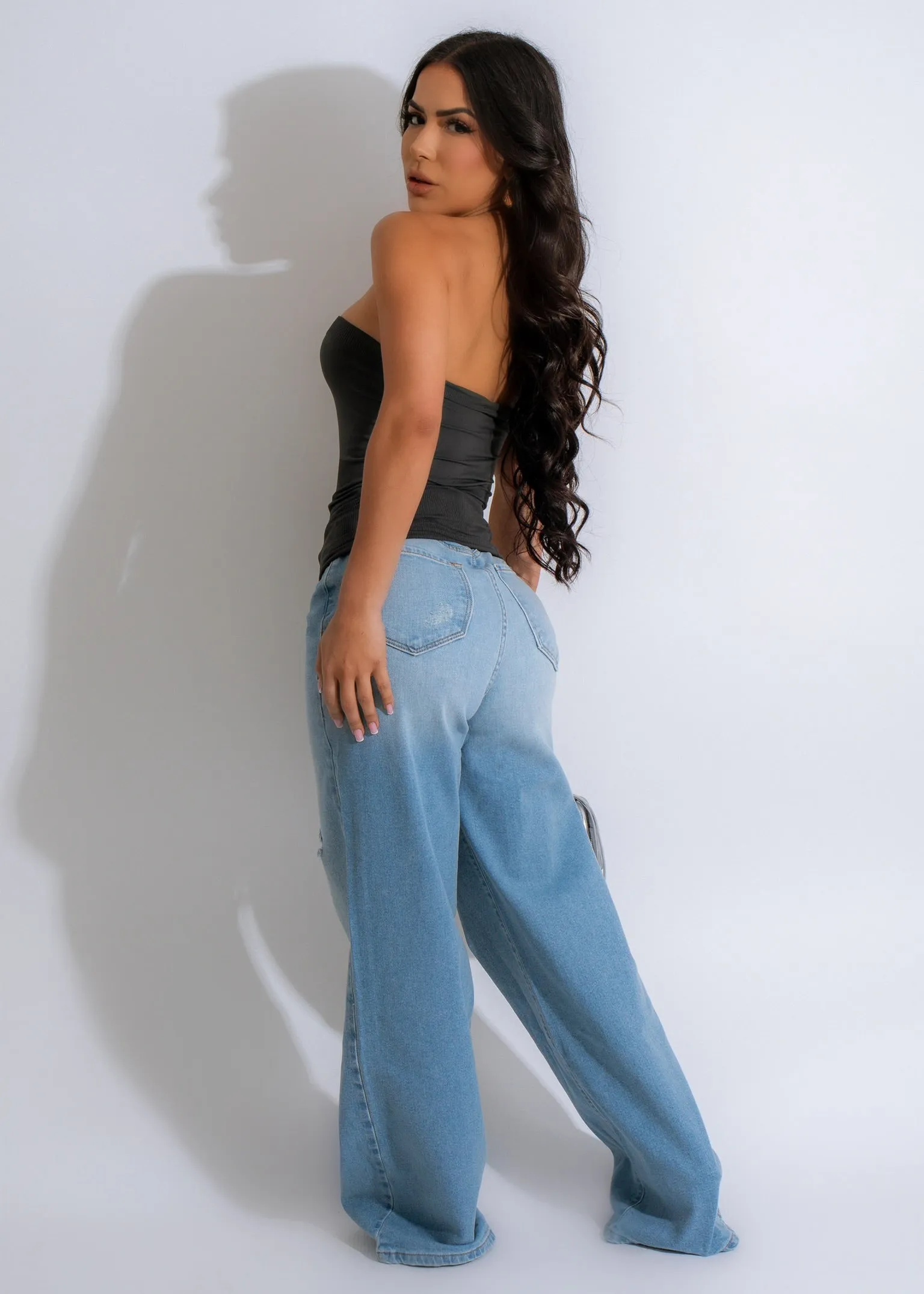 Just Like Body Ribbed Top Grey