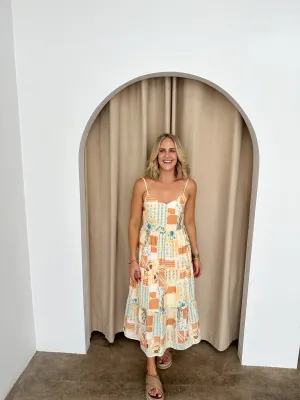 Kate Dress - Beige/Mint Green