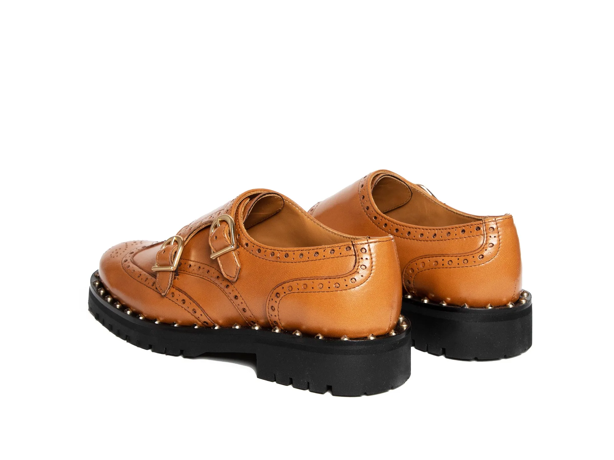 KATE - Tan Double Monk Derby Shoe
