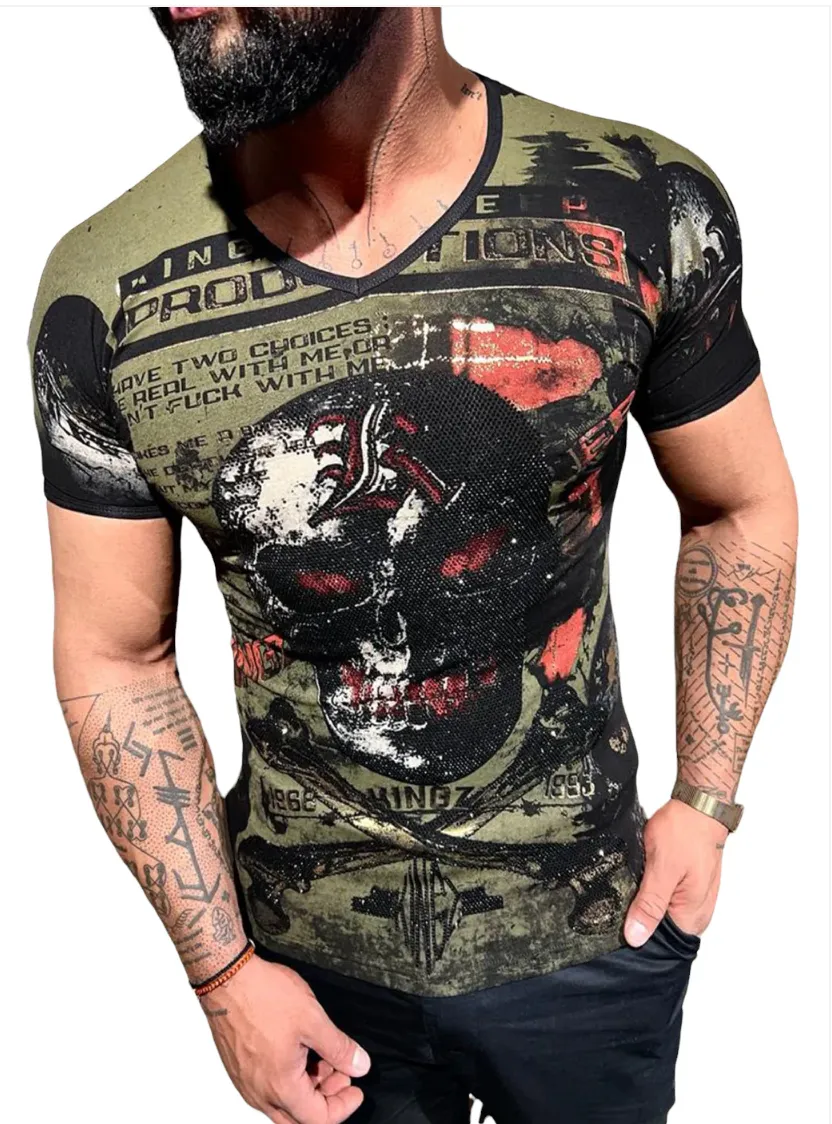 KINGZ 2 Choices Rhinestone Olive T'Shirt 4016
