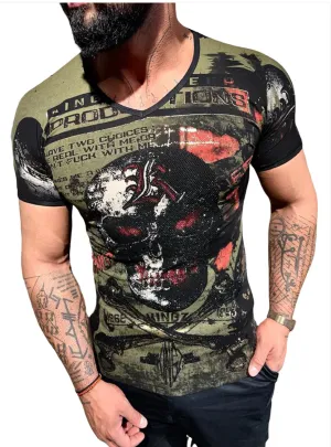 KINGZ 2 Choices Rhinestone Olive T'Shirt 4016