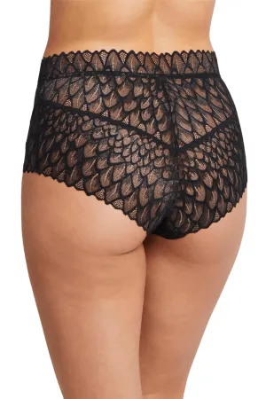 Lacy High Waist Brief - Black
