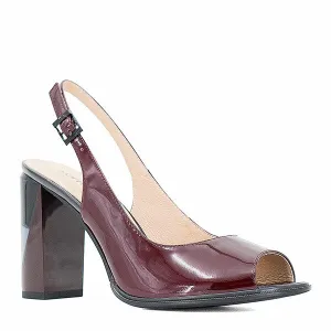 Lady Shoes Peep Toe Sandals Handmade Pumps Elegant Square High Heel solid Patent Leather Autumn Women Shoes