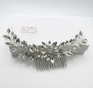 Large Rhinestone Wire Brides Hair Comb, Wedding Crystal Flower Hairpiece, Bridal Clear Crystal Vine Hair Comb