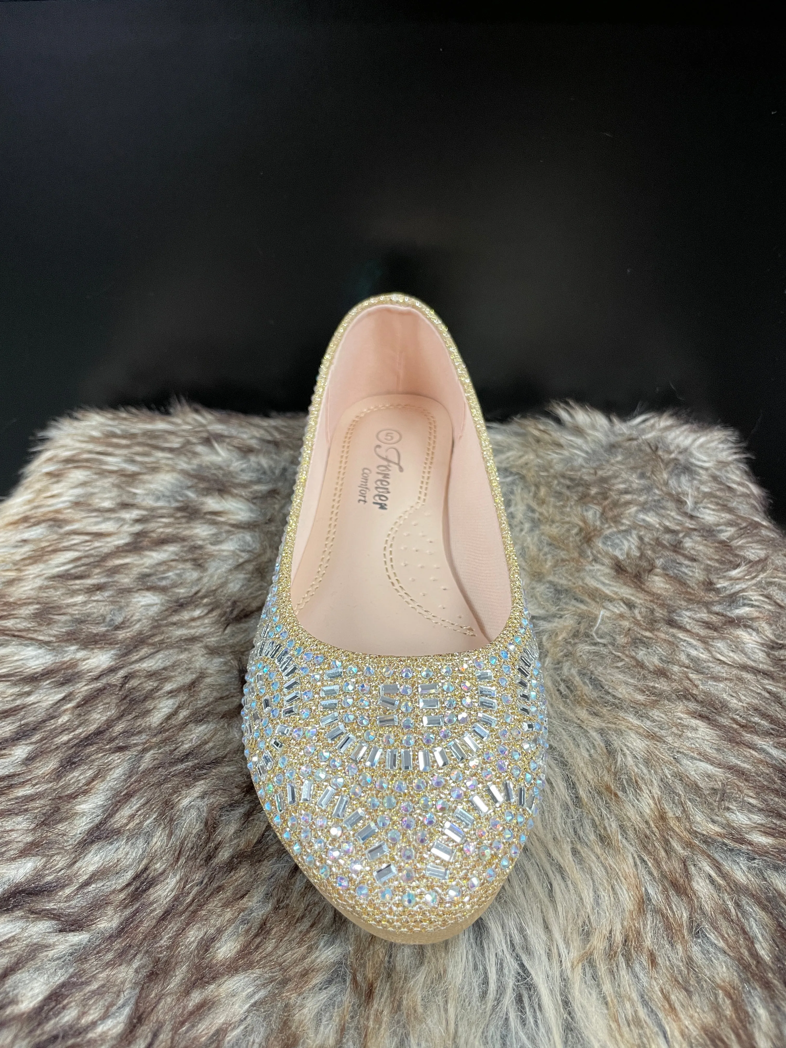 Larissa Gold Rhinestone Flats