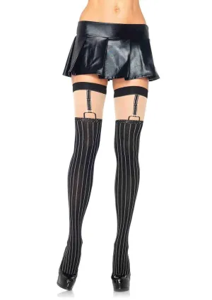Leg Avenue Opaque Pinstriped Suspender Thigh High Stocking 6321
