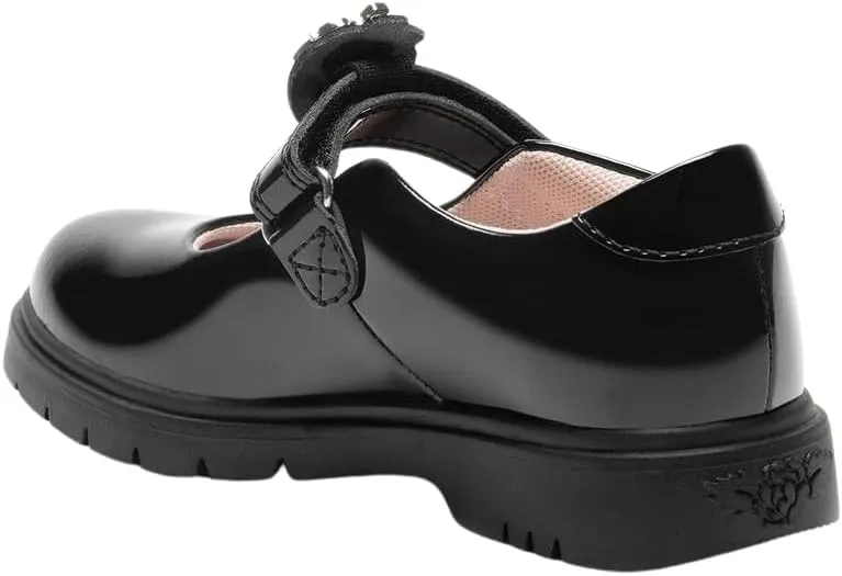 Lelli Kelly Lucy Black  Strawberry/Bow School Shoes