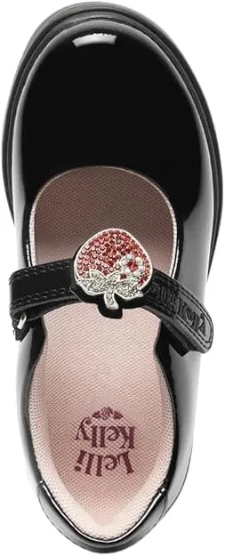 Lelli Kelly Lucy Black  Strawberry/Bow School Shoes