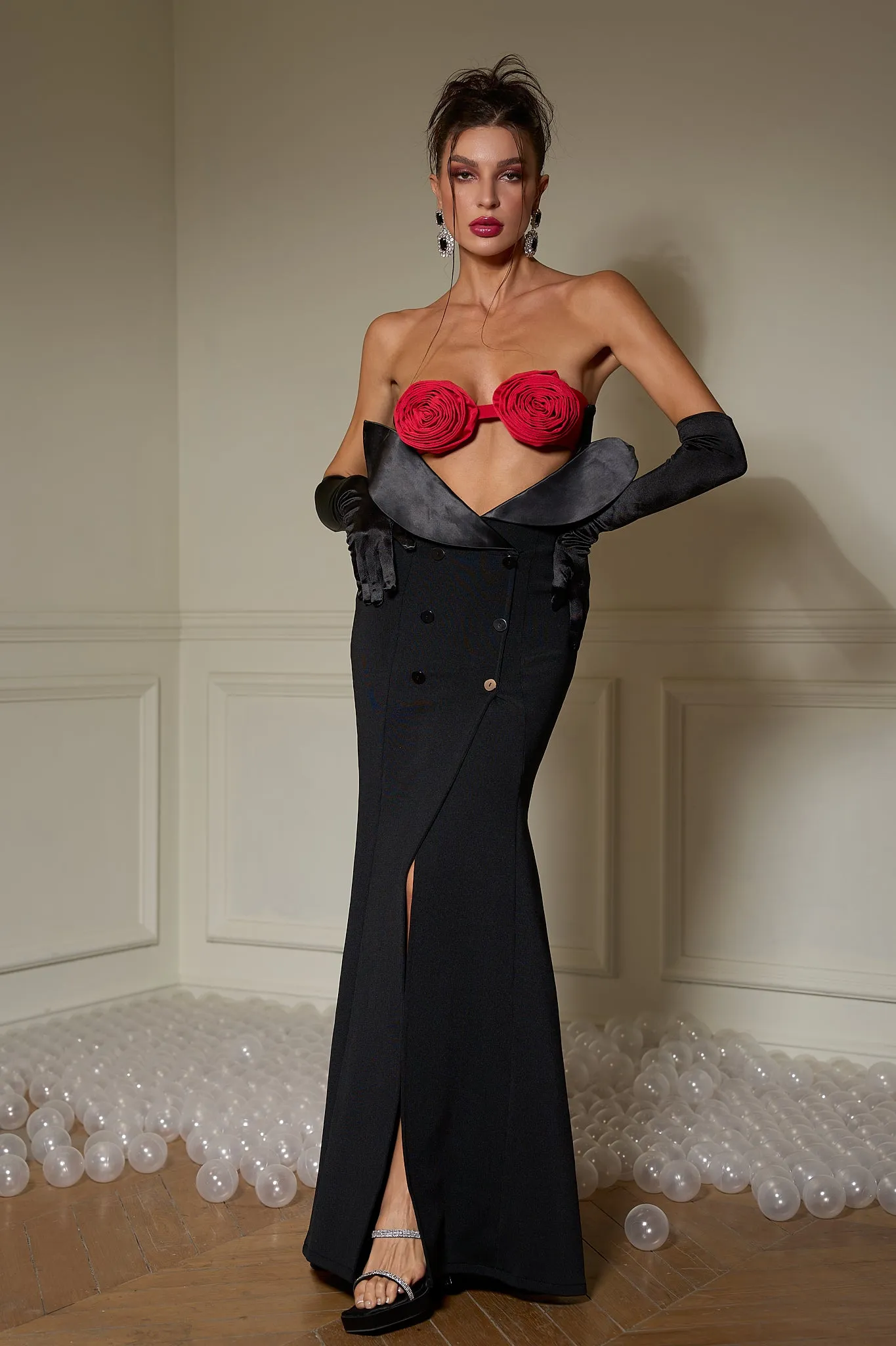 Lesley Rose High Slit Sexy Dress